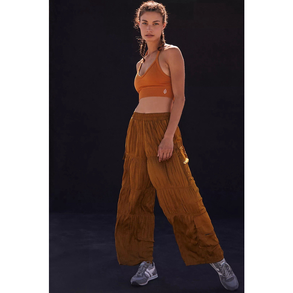Free People “So Slick” Cargo Pants Size S Brown Slouchy Pocket Pants